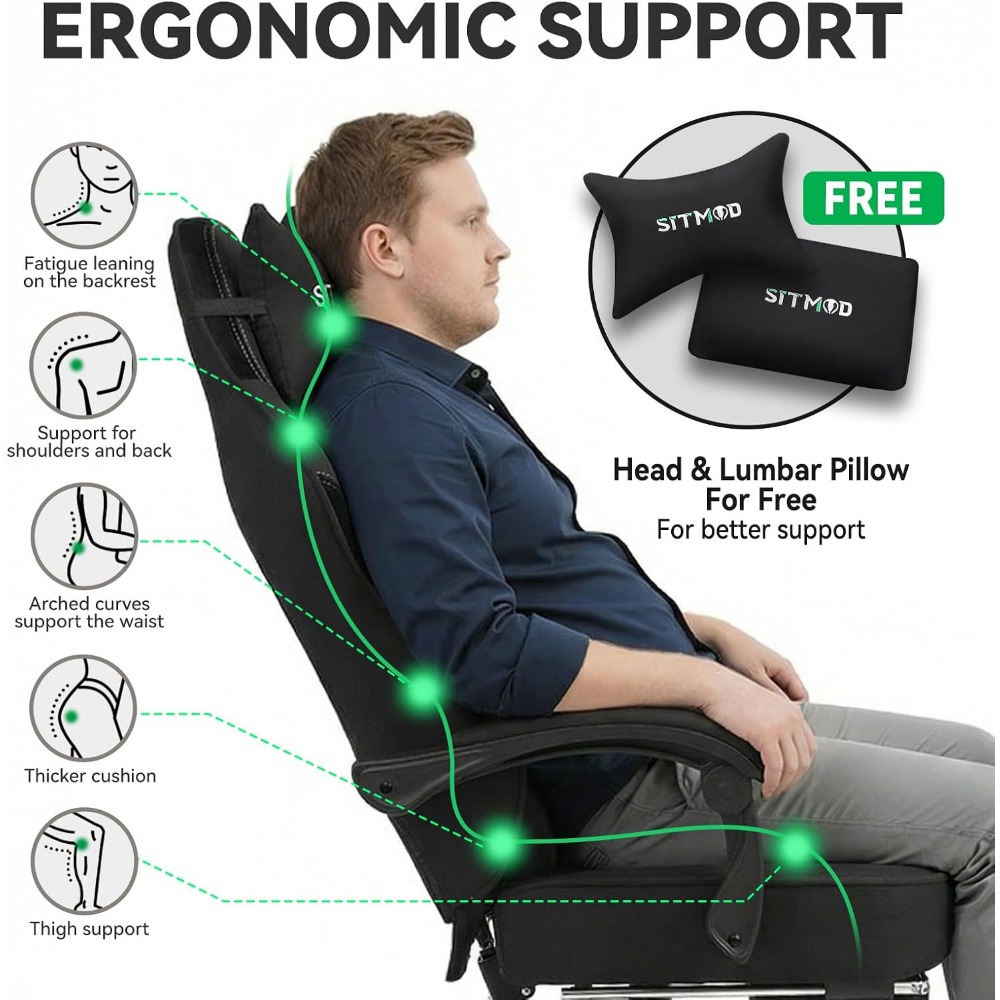 Ergonomic Gaming Chair with Fo - Gaming Chair Cushion ulasan dan harga