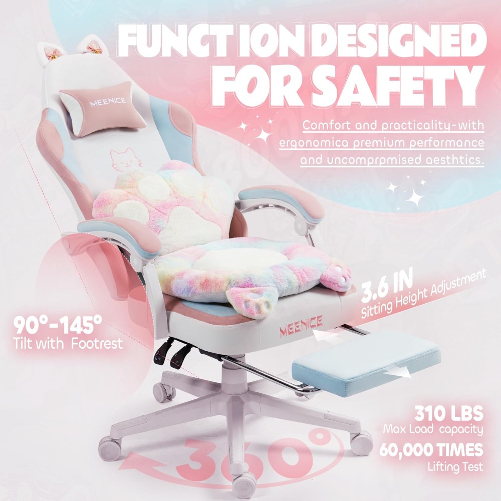 Gaming Chair Cute with Cat Ear - Gaming Chair Cushion ulasan dan harga